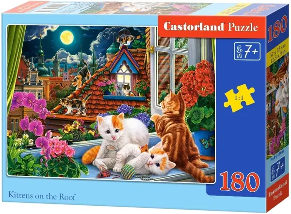 Puzzle Castorland din 180 de piese - Pisicuțe pe acoperiș