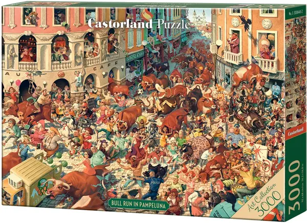 Puzzle Castorland din 3000 de piese - Cursă de tauri în Pamplona