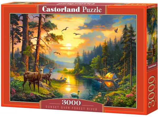 Puzzle Castorland din 3000 piese - Apus peste râul pădure