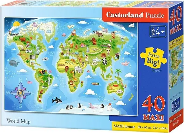 Puzzle Castorland din 40 XXL de piese - Harta lumii