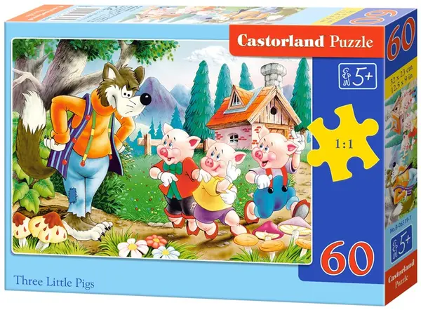 Puzzle Castorland din 60 de piese - Cei trei purcelusi