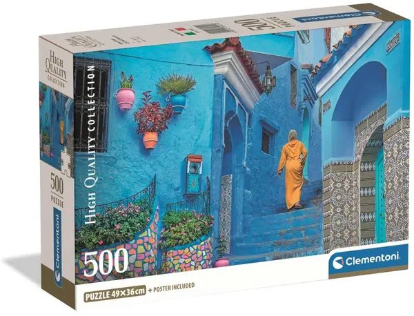 Puzzle Clementoni din 500 de piese - Orașul albastru Chefchaouen