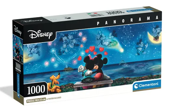 Puzzle Clementoni panoramic, Mickey si Minnie, 1000 piese