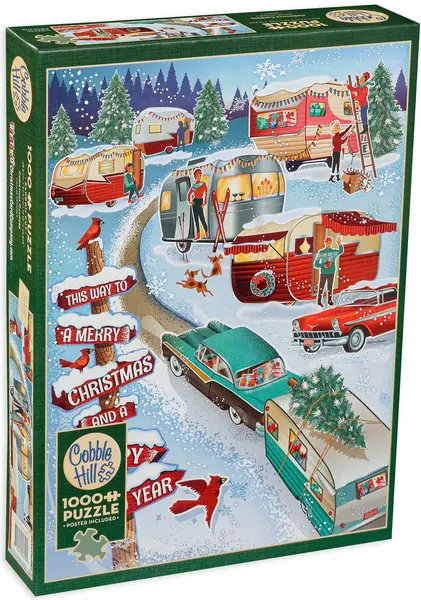 Puzzle Cobble Hill din 1000 de piese - Christmas Campers