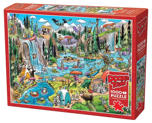 Puzzle Cobble Hill din 1000 de piese - DoodleTown: Haos cu bărci