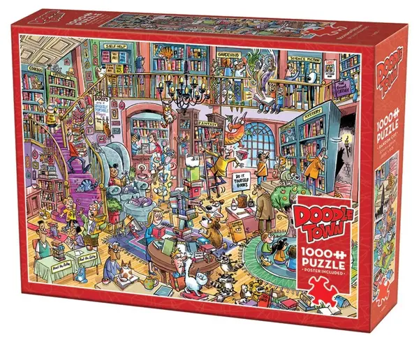 Puzzle Cobble Hill din 1000 de piese - DoodleTown: Haos în librărie