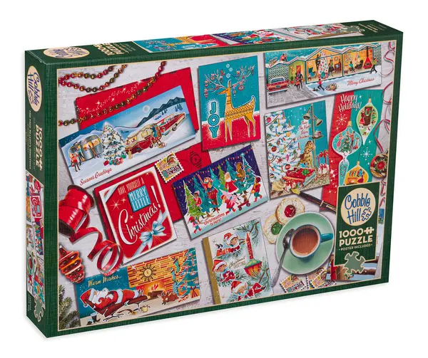 Puzzle Cobble Hill din 1000 de piese - Felicitări de Crăciun