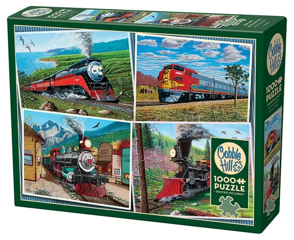 Puzzle Cobble Hill din 1000 de piese - Locomotive istorice