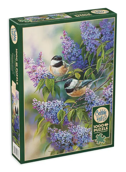 Puzzle Cobble Hill din 1000 de piese - Pasari si liliac, Rozmari Millette