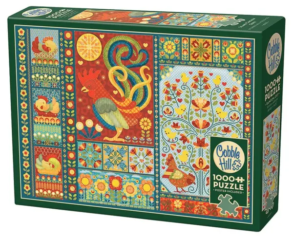 Puzzle Cobble Hill din 1000 de piese - Patchwork cu puișori