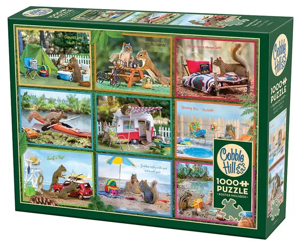 Puzzle Cobble Hill din 1000 de piese - Veverițe în vacanță