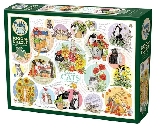 Puzzle Cobble Hill din 1000 piese - Gânduri de pisică