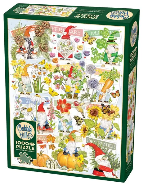 Puzzle Cobble Hill din 1000 piese - Viața fericită a gnomilor