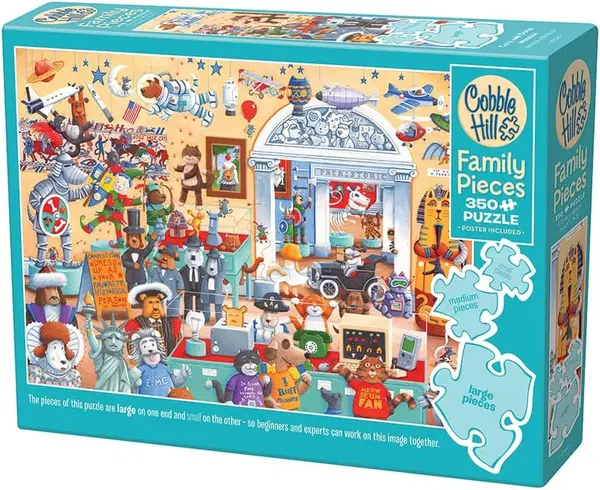 Puzzle Cobble Hill din 350 de piese XXL - Muzeul pisicilor și câinilor