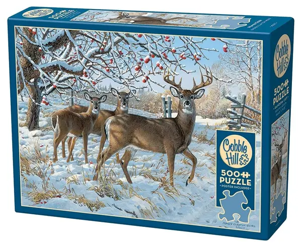 Puzzle Cobble Hill din 500 de piese - Căprioare în zăpadă