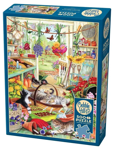 Puzzle Cobble Hill din 500 de piese - Pisici în magazia de grădină