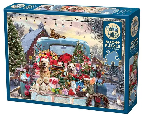 Puzzle Cobble Hill din 500 de piese - Poveste de iarnă pe roți
