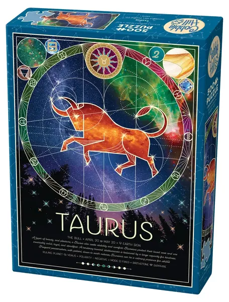 Puzzle Cobble Hill din 500 de piese - Zodiac: Taurul