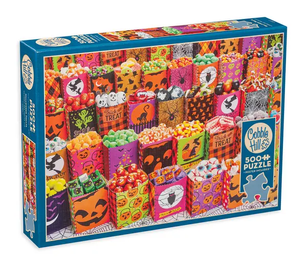 Puzzle Cobble Hill din 500 XXL de piese - Tratamente de Halloween