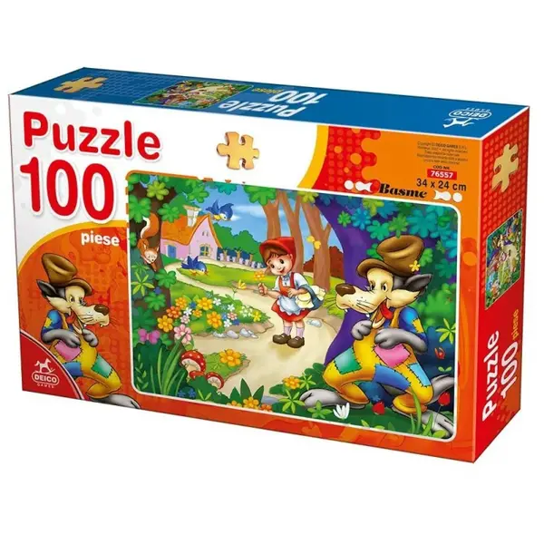 Puzzle Copii, 100 de Piese, Scufita Rosie, + 4 ani, Deico