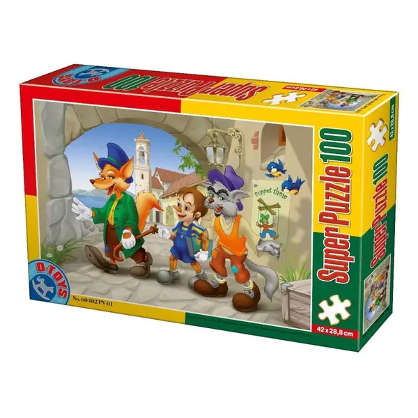 Puzzle Copii, Basme: Pinocchio, 100 Piese, D-toys