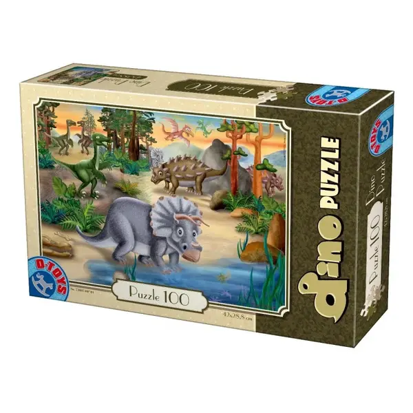 Puzzle Copii: Lumea Dinozaurilor, 100 Piese, D-toys