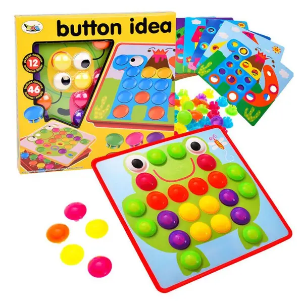 Puzzle creativ Montessori, Mozaic buttons, Multicolor