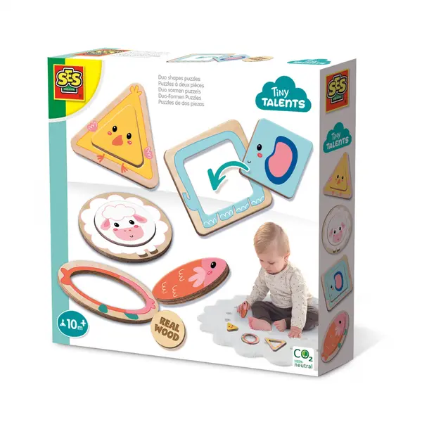 Puzzle cu 2 forme din lemn, +10 luni