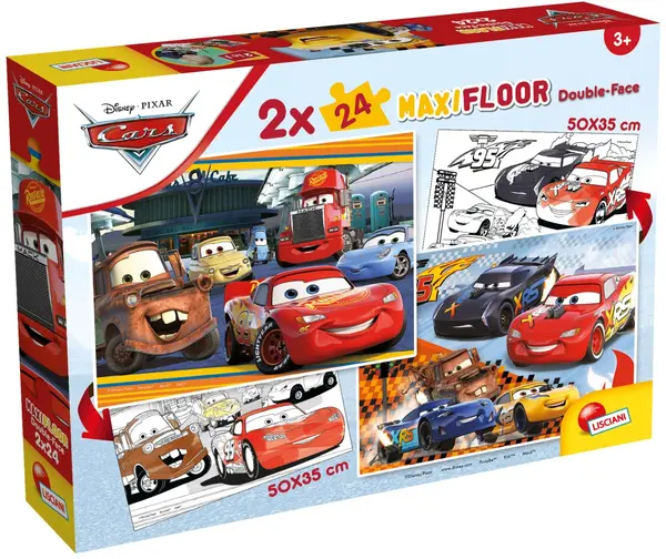 Puzzle cu două fețe Lisciani de colorat din 2 х 24 piese - Mașinile