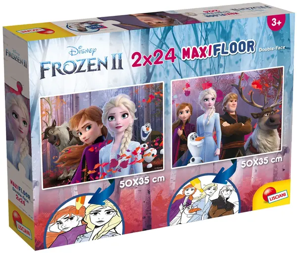 Puzzle cu două fete Lisciani de colorat din 2 х 24 piese - Regatul Înghețat 2