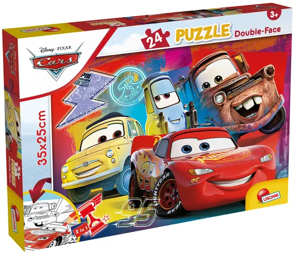 Puzzle cu două fețe Lisciani de colorat din 24 piese - Mașinile