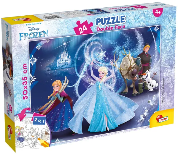 Puzzle cu două fețe Lisciani de colorat din 24 piese - Regatul Înghețat