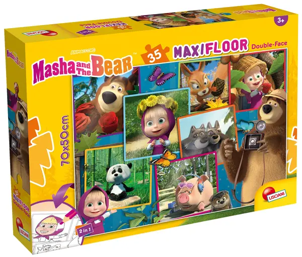 Puzzle cu două fețe Lisciani pentru colorare 35 de piese - Masha