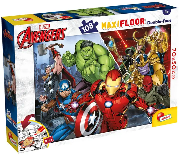 Puzzle cu două fețe Lisciani pentru colorat 108 piese- The Avengers
