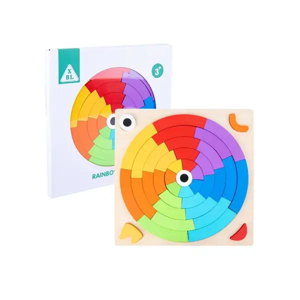 Puzzle curcubeu din lemn, tip Montessori - Default Title