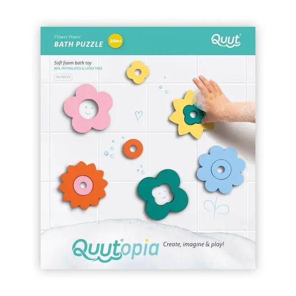 Puzzle de baie 10 piese Flower power Quut Toys