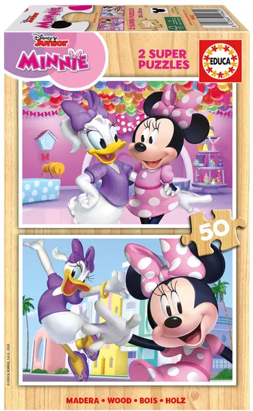 Puzzle de lemn pentru copii Educa din 2 х 50 de piese - Minnie Mouse