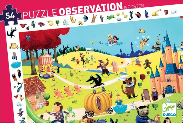 Puzzle de observare Djeco de 54 piese - Povesti si imagini ascunse
