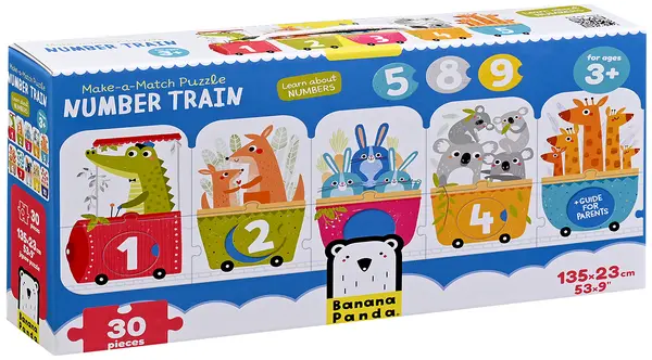 Puzzle de podea Banana Panda din 30 de piese - Tren cu cifre