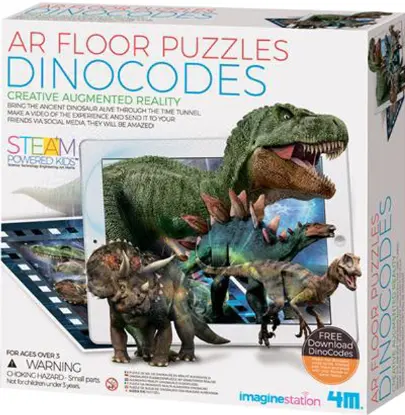Puzzle de podea cu realitate augmentata - Dinozauri | 4M