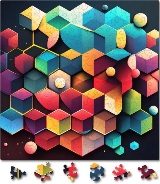 Puzzle din lemn - Abstract - Hexagonix | Woodmix Puzzles