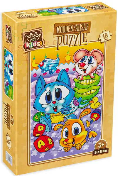 Puzzle din lemn Art Puzzle din 16 de piese - Animale drăguțe