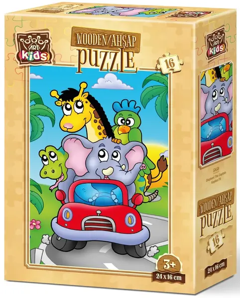 Puzzle din lemn Art Puzzle din 16 de piese - Elefantul sofer