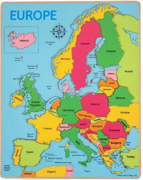 Puzzle din lemn Bigjigs - Harta Europei