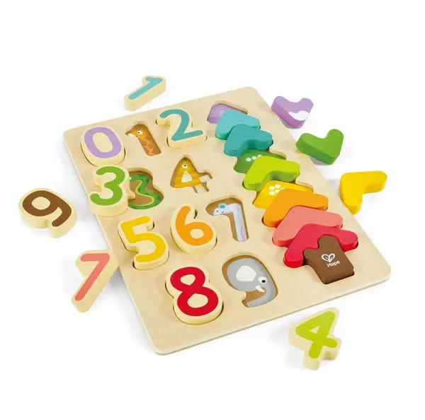 Puzzle din lemn culori si numere Hape