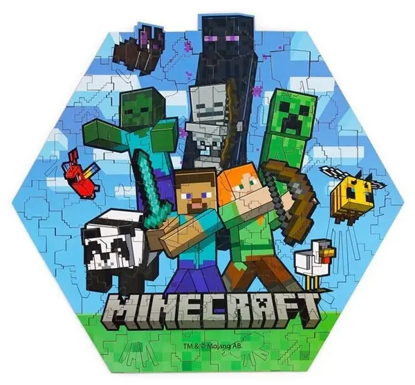 Puzzle din lemn din130 piese Puckator - Minecraft