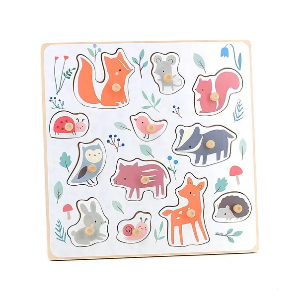 Puzzle din lemn - Forest animals peg puzzle - Sarah Betz | Vilac