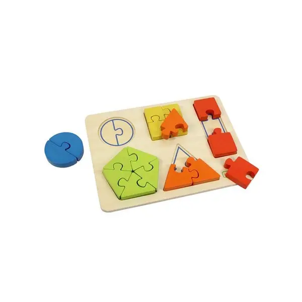 Puzzle din lemn - Forme geometrice colorate | Masterkidz