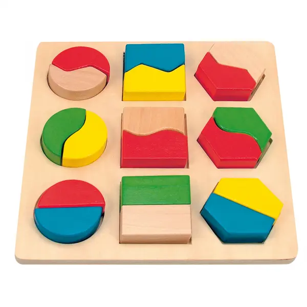 Puzzle din lemn , Forme si culori, puzzle 3D educativ copii 2+