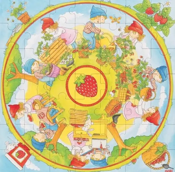 Puzzle din lemn Goki - Capsune, XXL
